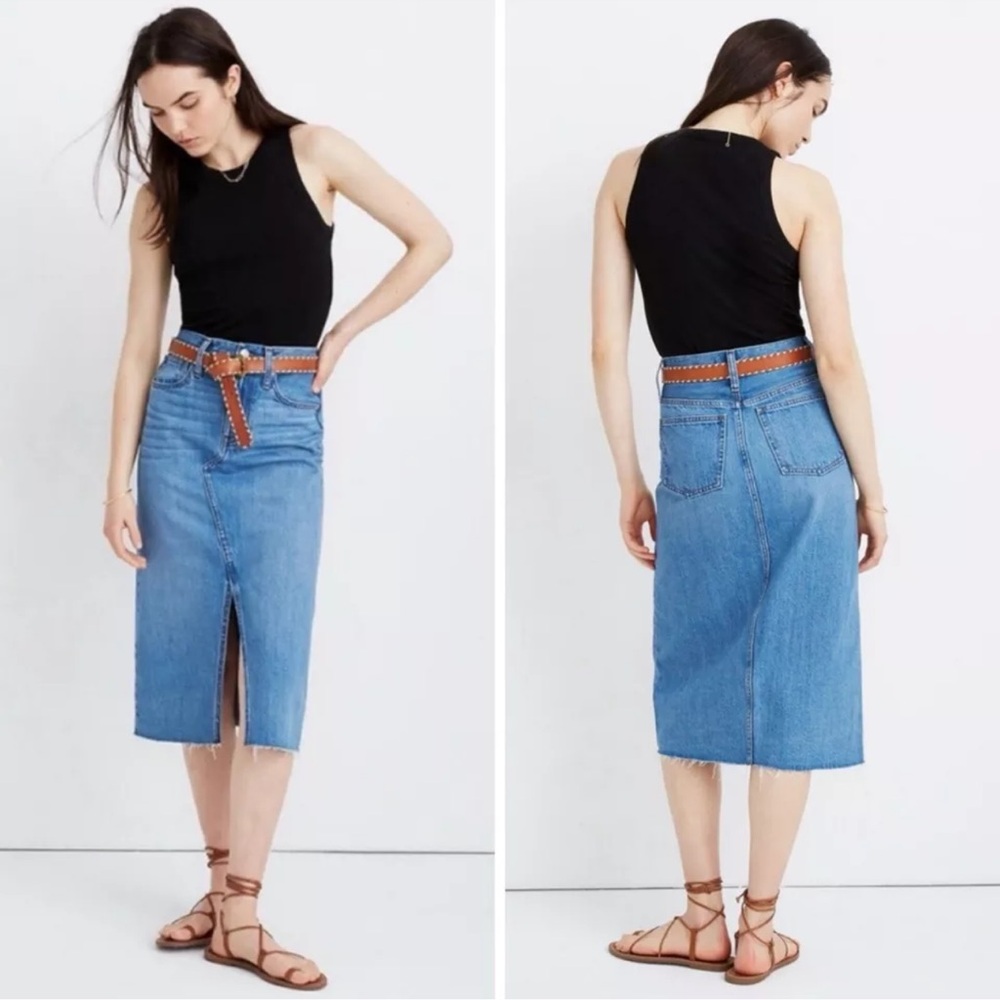 Madewell Rigid Denim Cutout Maxi Jean Skirt Sz 33 #U2